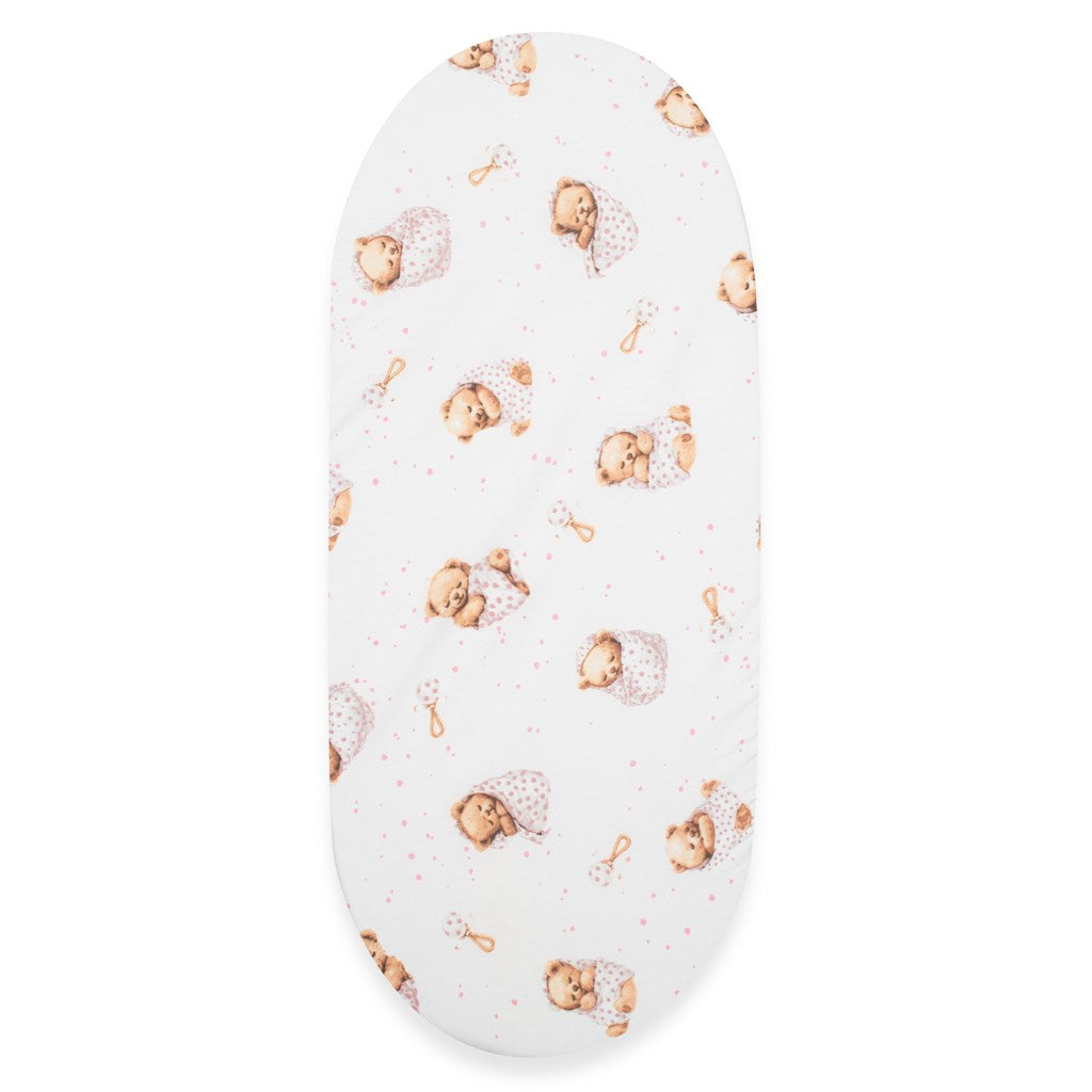 Pamut babakocsihoz való lepedő pamut New Baby Sweet teddy bear 35x75 cm pink