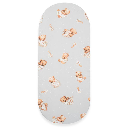 Pamut babakocsihoz való lepedő pamut New Baby Sweet teddy bear 35x75 cm grey