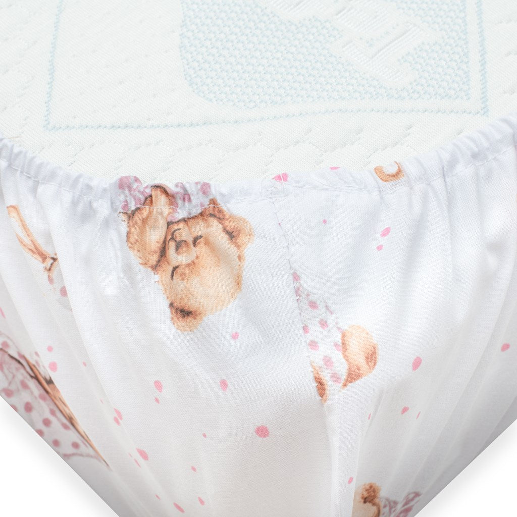 Pamut kiságyba való lepedő pamut New Baby Sweet teddy bear 120x60 cm pink