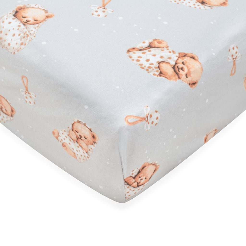 Pamut kiságyba való lepedő pamut New Baby Sweet teddy bear 120x60 cm grey
