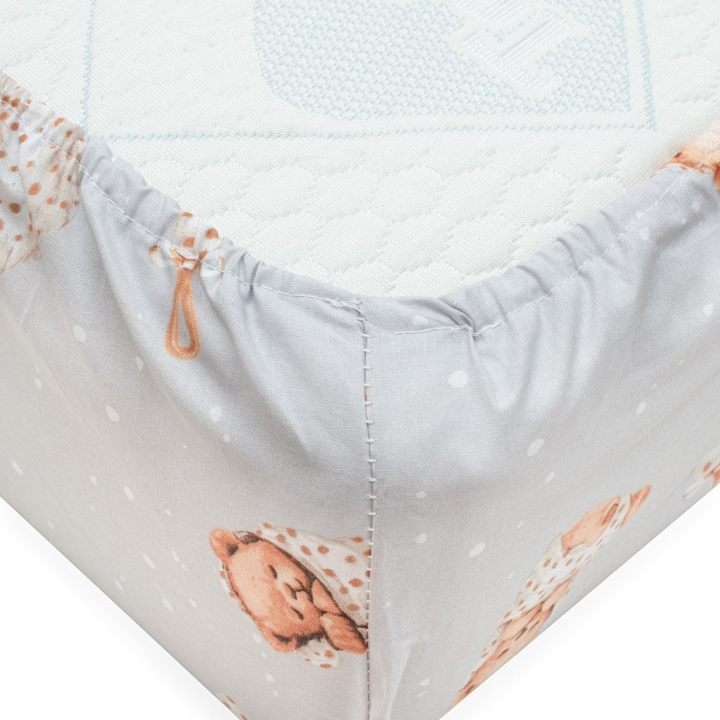 Pamut kiságyba való lepedő pamut New Baby Sweet teddy bear 120x60 cm grey