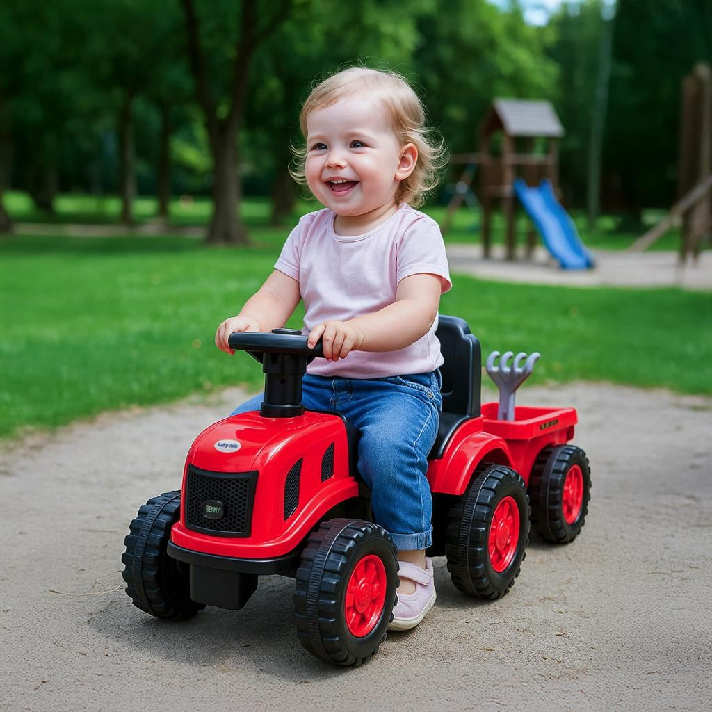 Gyermek lábbal hajtós traktor Baby Mix Benny piros