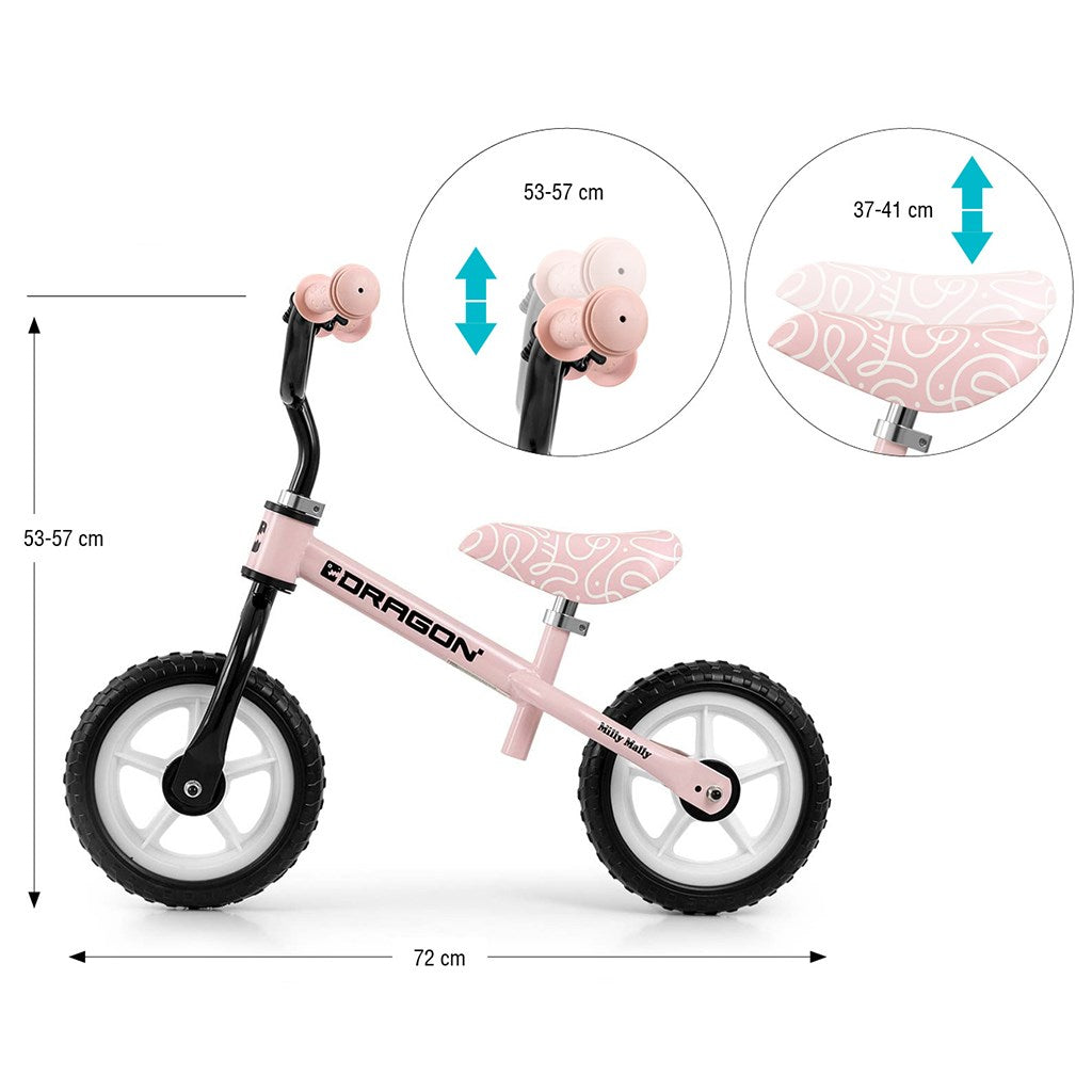 Gyerek futóbicikli Milly Mally Dragon rózsaszín