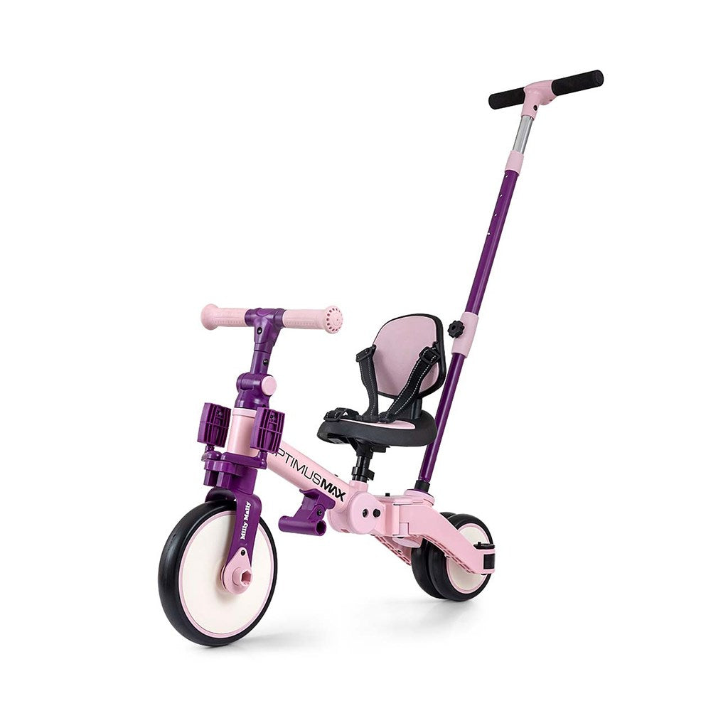 Gyerek háromkerekű bicikli 5az1-ben Milly Mally Optimus Max tolókarral pink