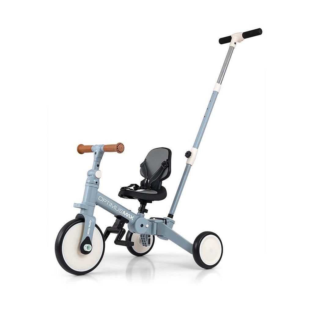 Gyerek háromkerekű bicikli 5az1-ben Milly Mally Optimus Max tolókarral denim