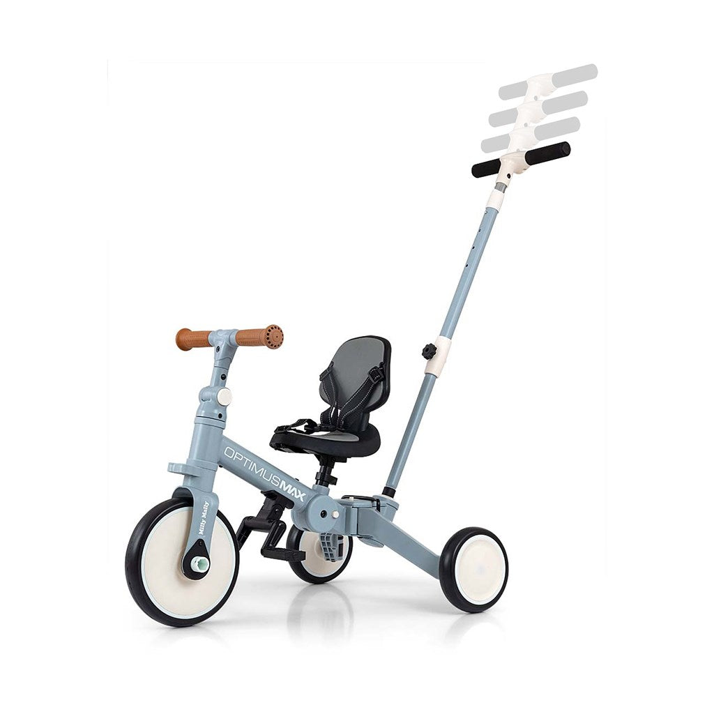 Gyerek háromkerekű bicikli 5az1-ben Milly Mally Optimus Max tolókarral denim