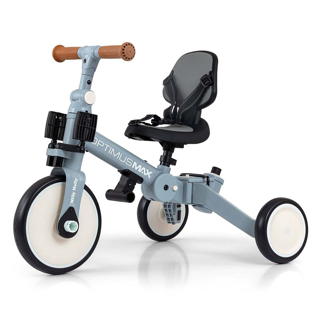 Gyerek háromkerekű bicikli 5az1-ben Milly Mally Optimus Max tolókarral denim