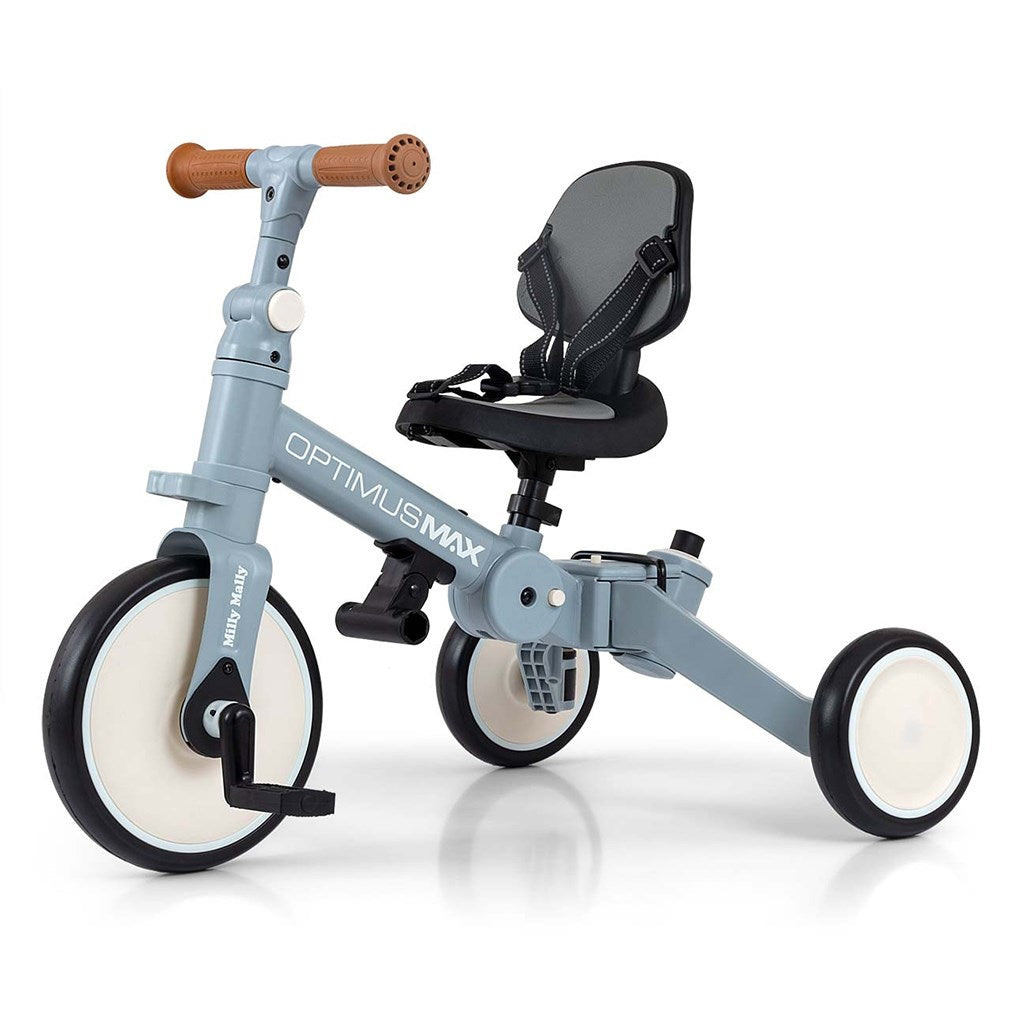 Gyerek háromkerekű bicikli 5az1-ben Milly Mally Optimus Max tolókarral denim