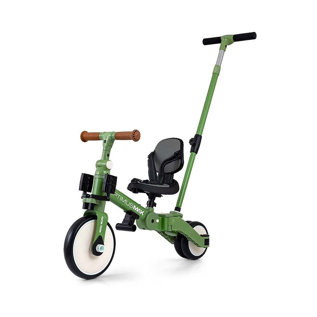 Gyerek háromkerekű bicikli 5az1-ben Milly Mally Optimus Max tolókarral green