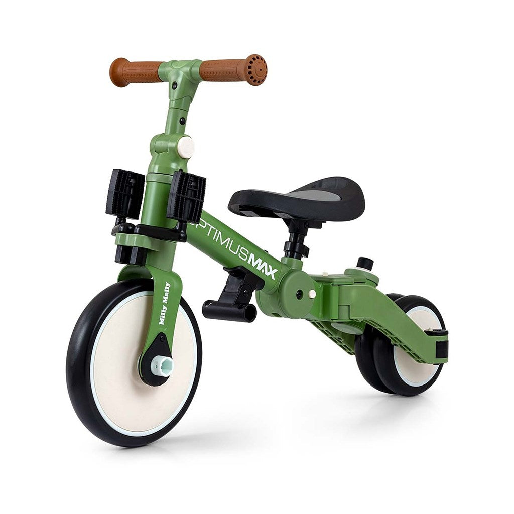 Gyerek háromkerekű bicikli 5az1-ben Milly Mally Optimus Max tolókarral green