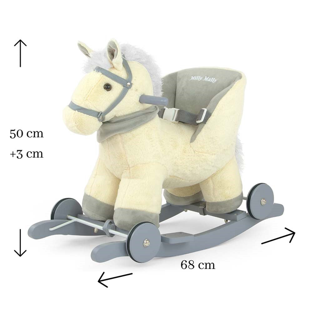 Hintaló dallammal és kerekekkel Milly Mally Polly bézs (sérült csomagolás)