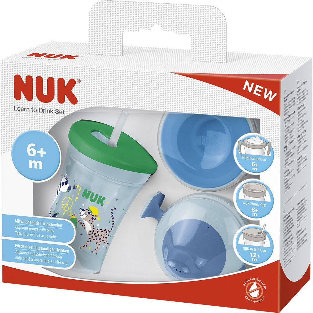 Bájos itató pohár NUK LEARN TO DRINK SET boy