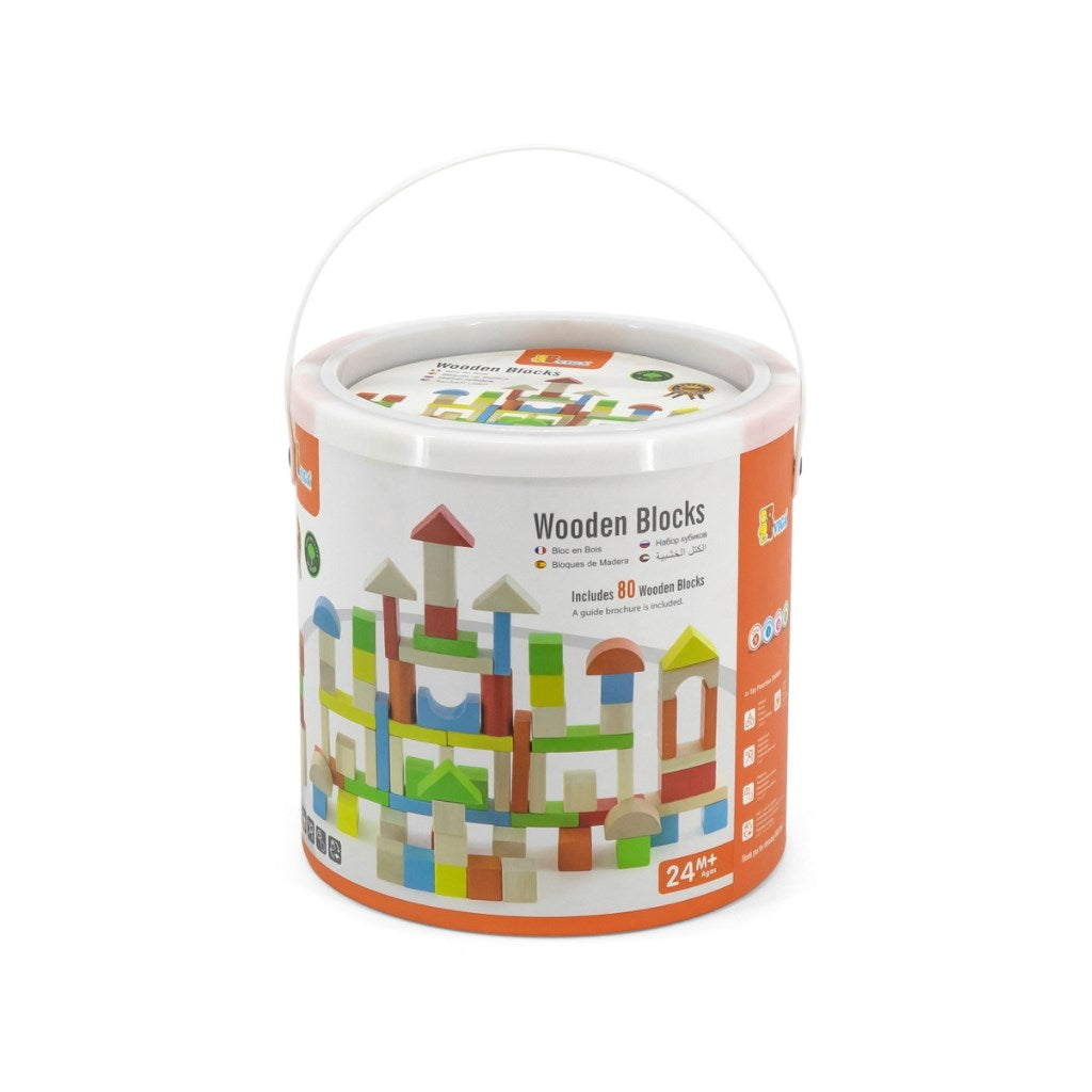 Fából készült kocka gyermekeknek Viga 80 element