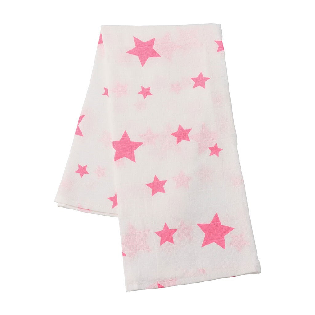 Pamut tetra pelenka New Baby Softy nyomtatott mintával  70 x 70 cm 4 db fehér-rózsaszín (sérült csomagolás)