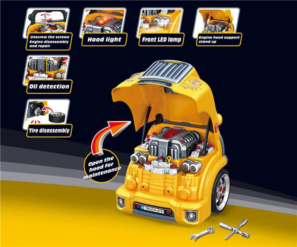 Realisztikus modell az autó elejének nyitható motorháztetőjével, Milly Mally N-GINE yellow