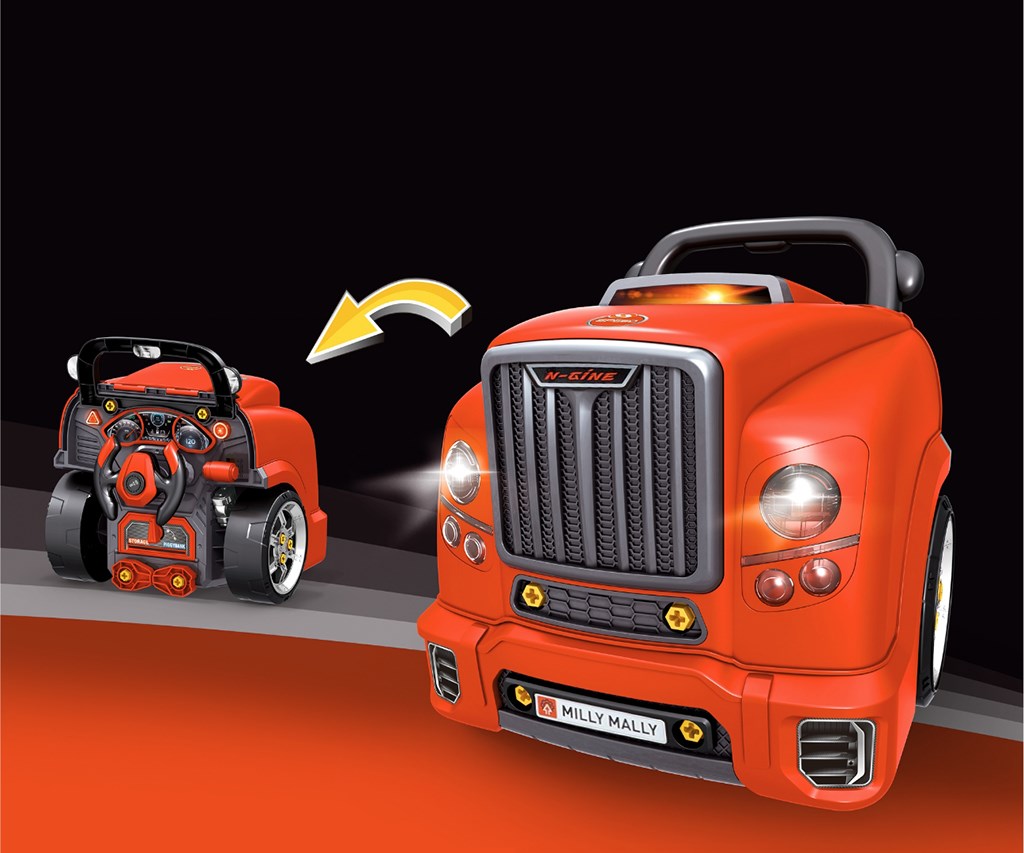 Realisztikus modell az autó elejének nyitható motorháztetőjével, Milly Mally N-GINE red