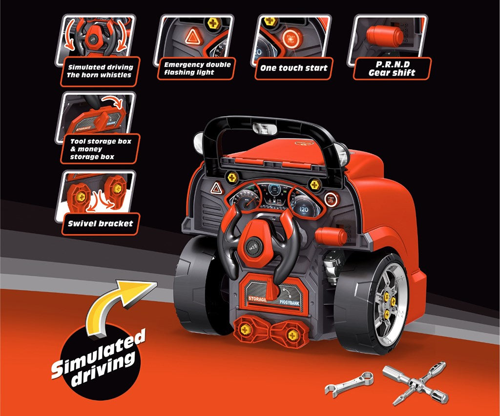 Realisztikus modell az autó elejének nyitható motorháztetőjével, Milly Mally N-GINE red