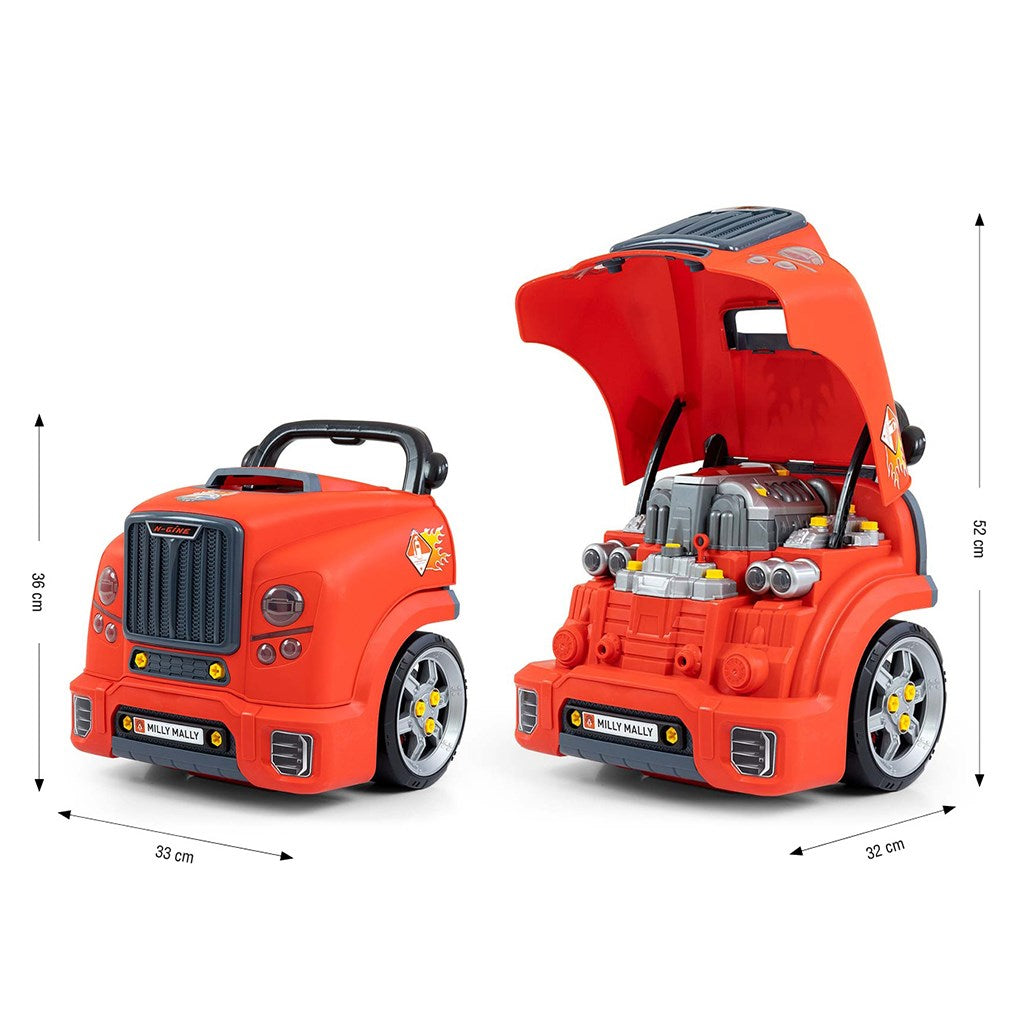 Realisztikus modell az autó elejének nyitható motorháztetőjével, Milly Mally N-GINE red