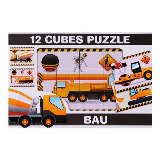 Képes kockakirakó 12 db munkagépek