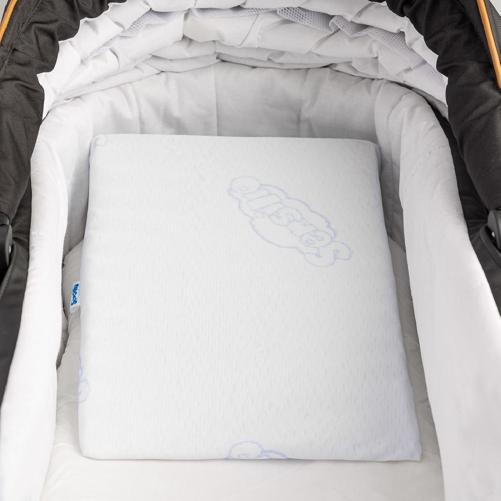 Baba párna - ék alakú Sensillo fehér 30x37 cm kocsiba