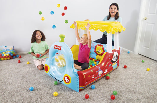 Bestway 93537 FISHER PRICE felfújható vonat labdákkal 132cm x 94cm x 89cm