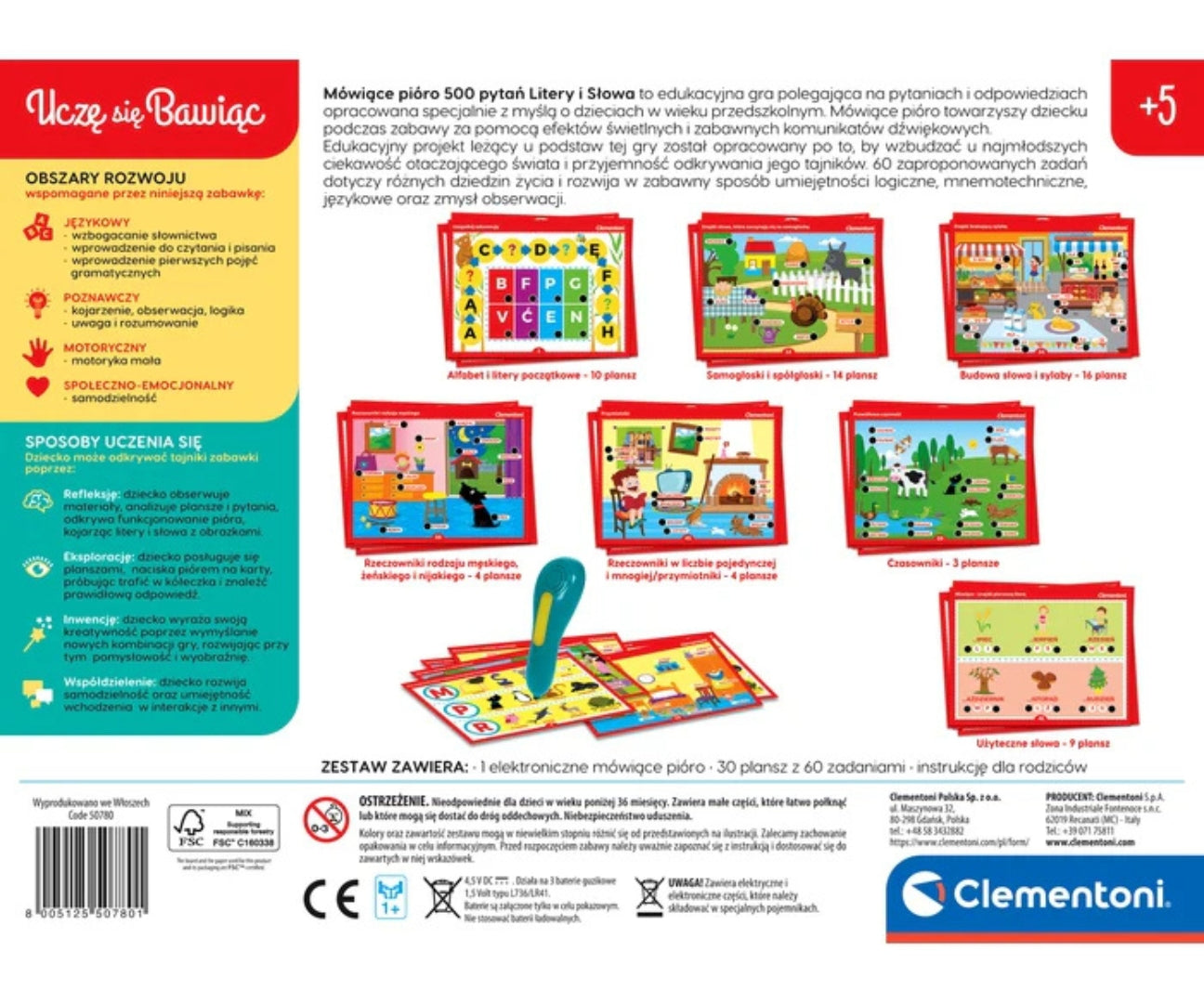 Clementoni Educational Games 50780 Beszélő toll 500 kérdéssel