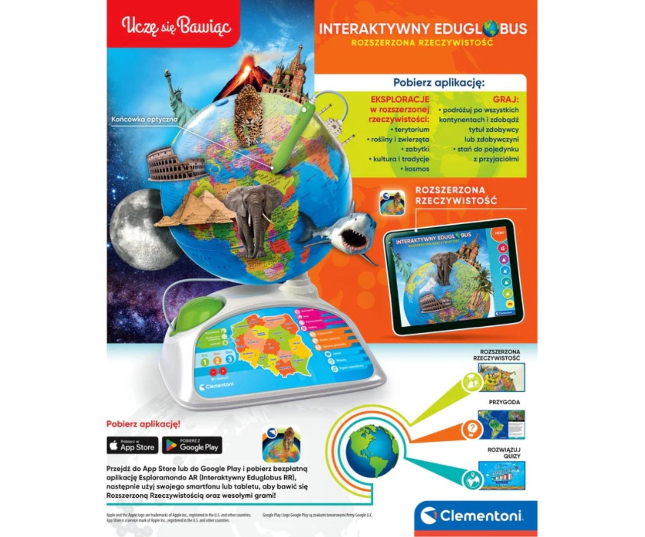Clementoni Educational Games 50847 Interaktív Eduglobus