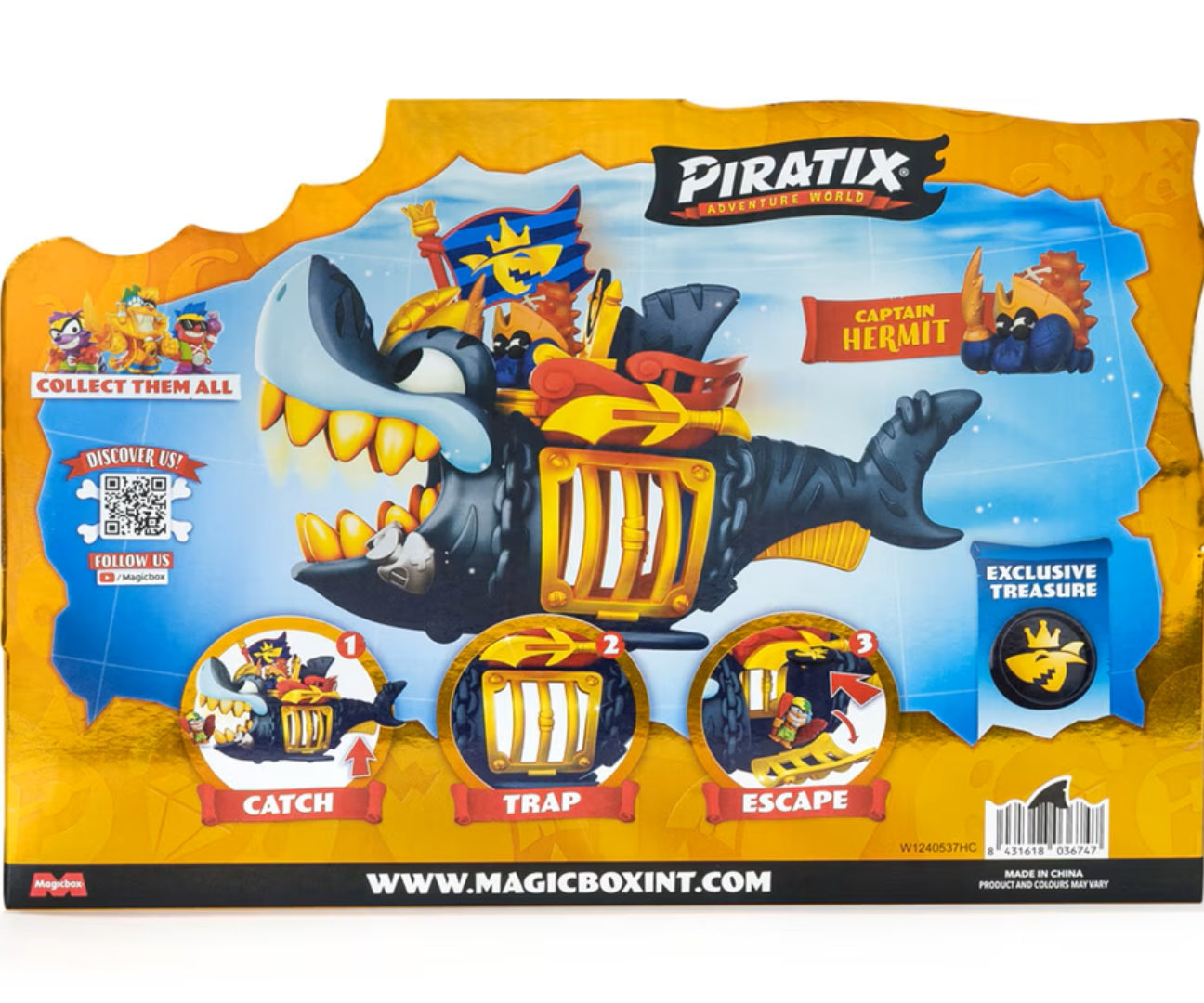 Magic Box Toys 60141000 Piratix Király Cápa Aranyfogak ketrecben