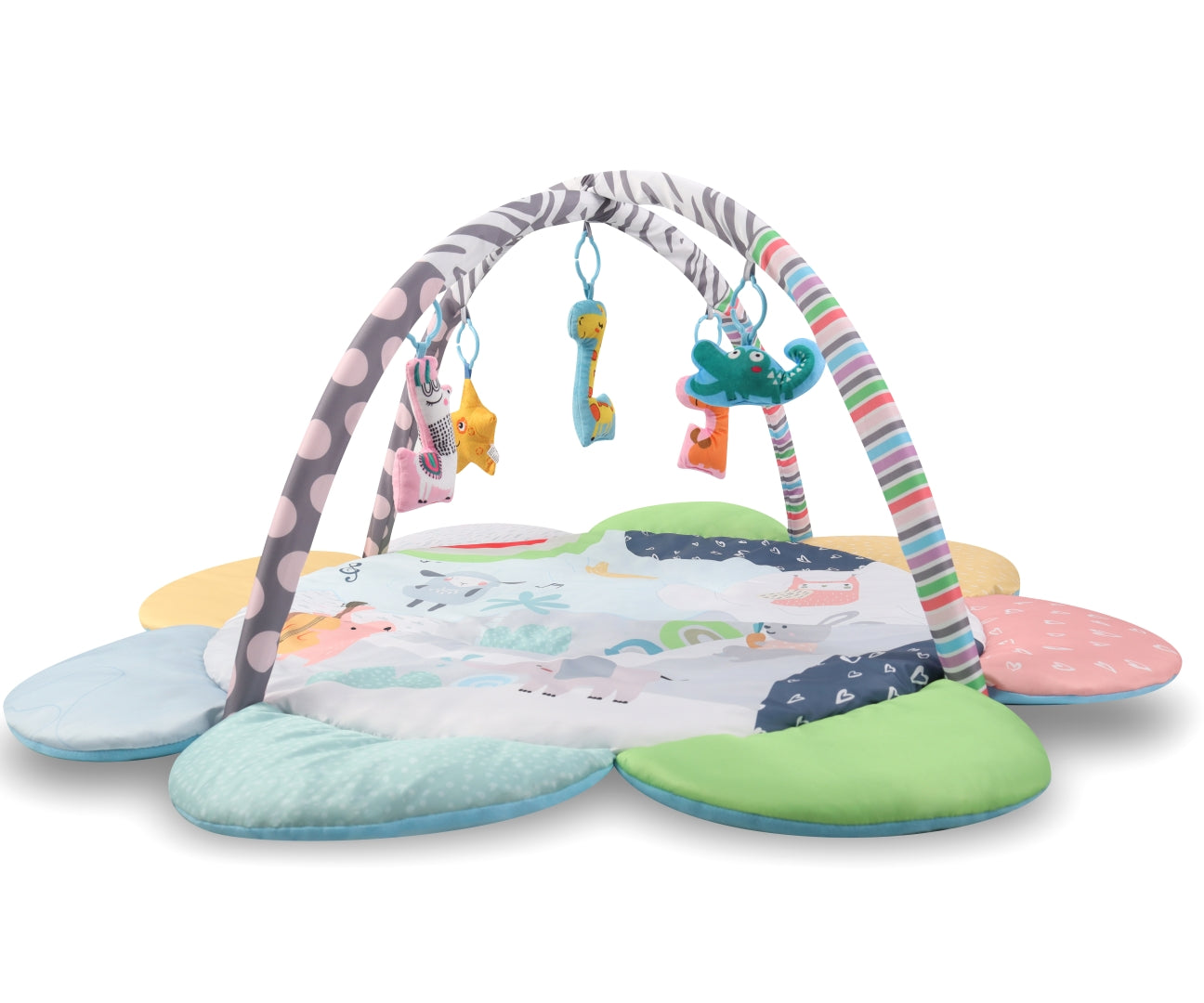 TinyMini JL639-2A 2 az 1-ben virágos állatkerti játszószőnyeg