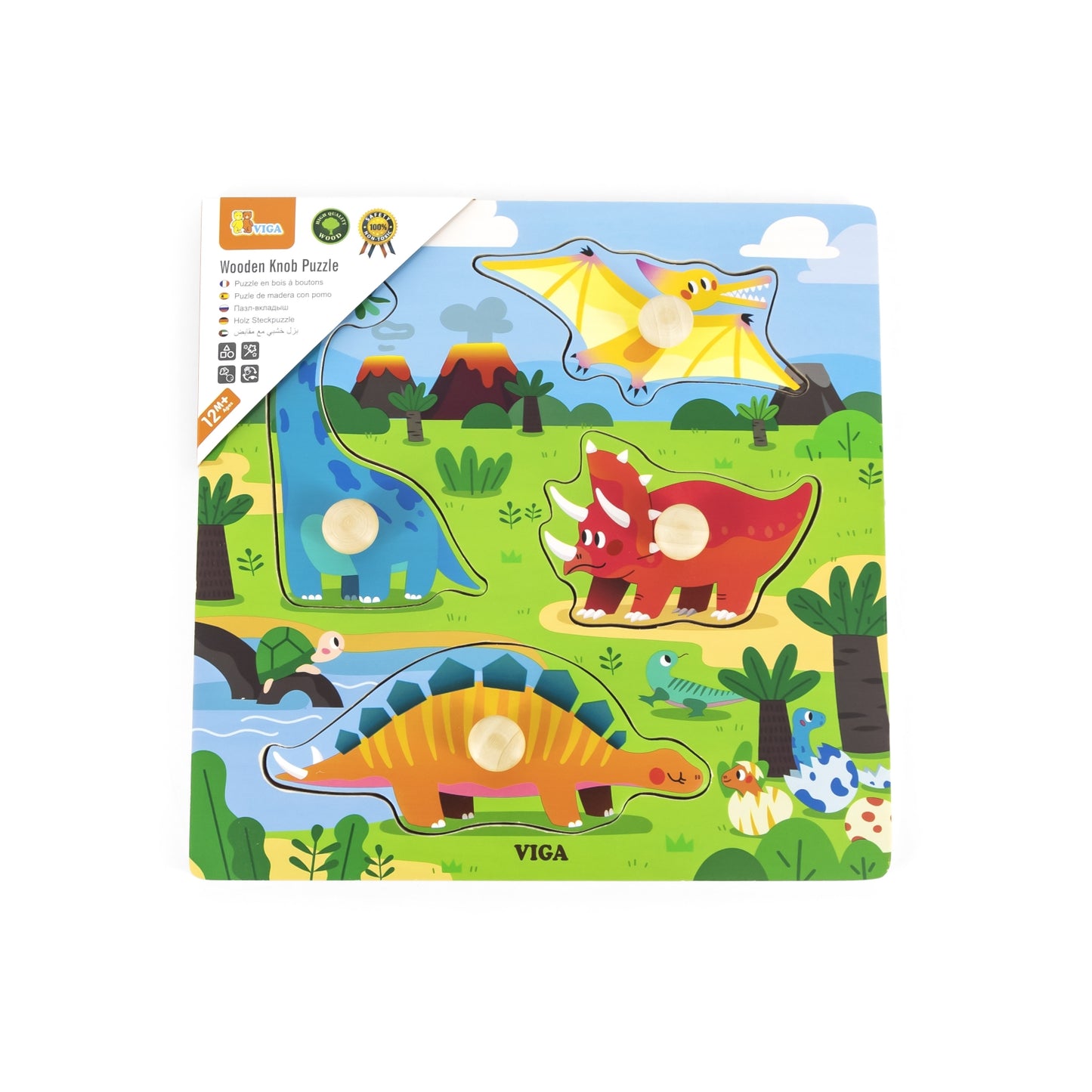 Viga 44596 Puzzle fogantyúkkal - Dinoszauruszok