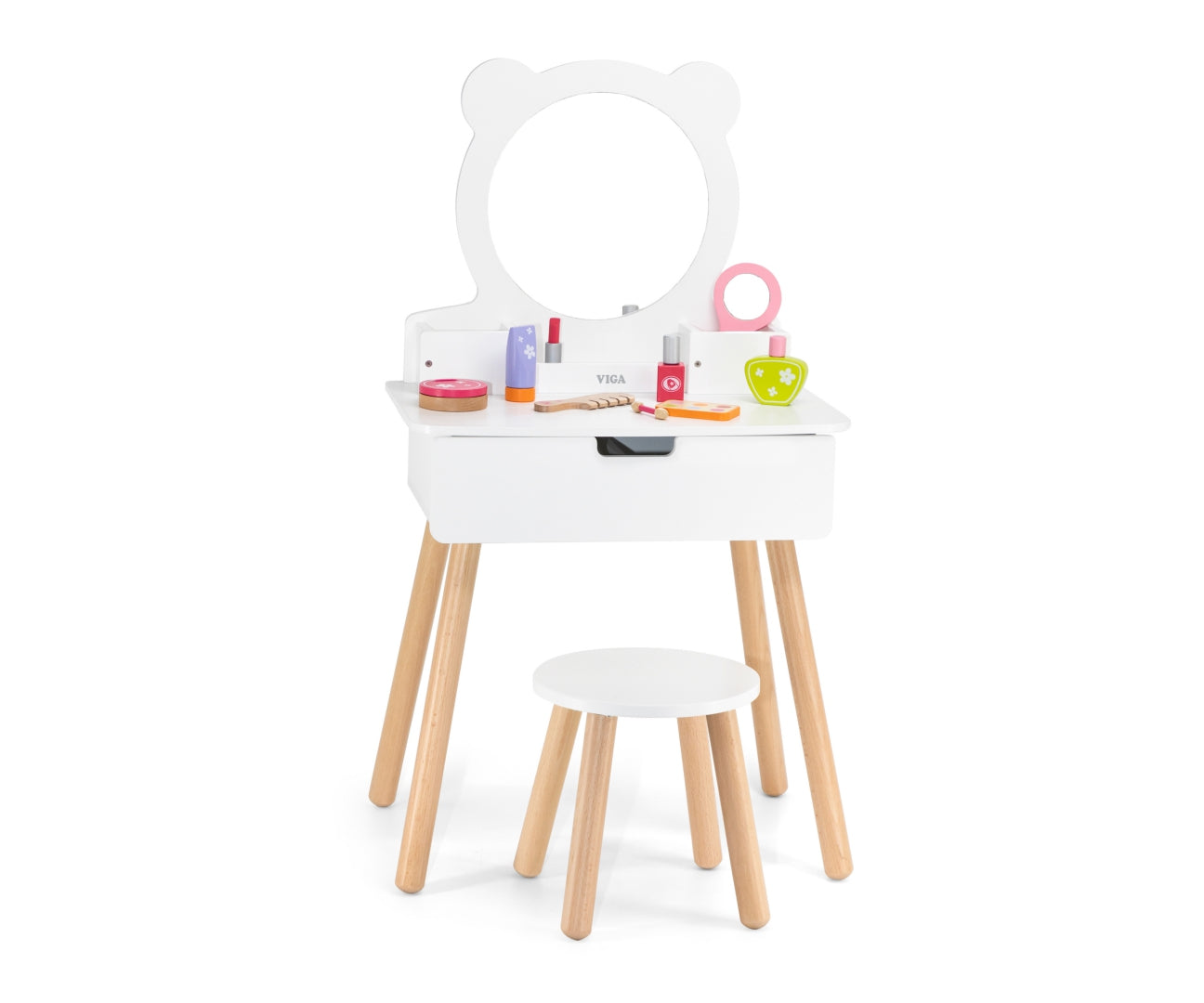 Viga 44711 fehér fésülködőasztal tükörrel és üléssel