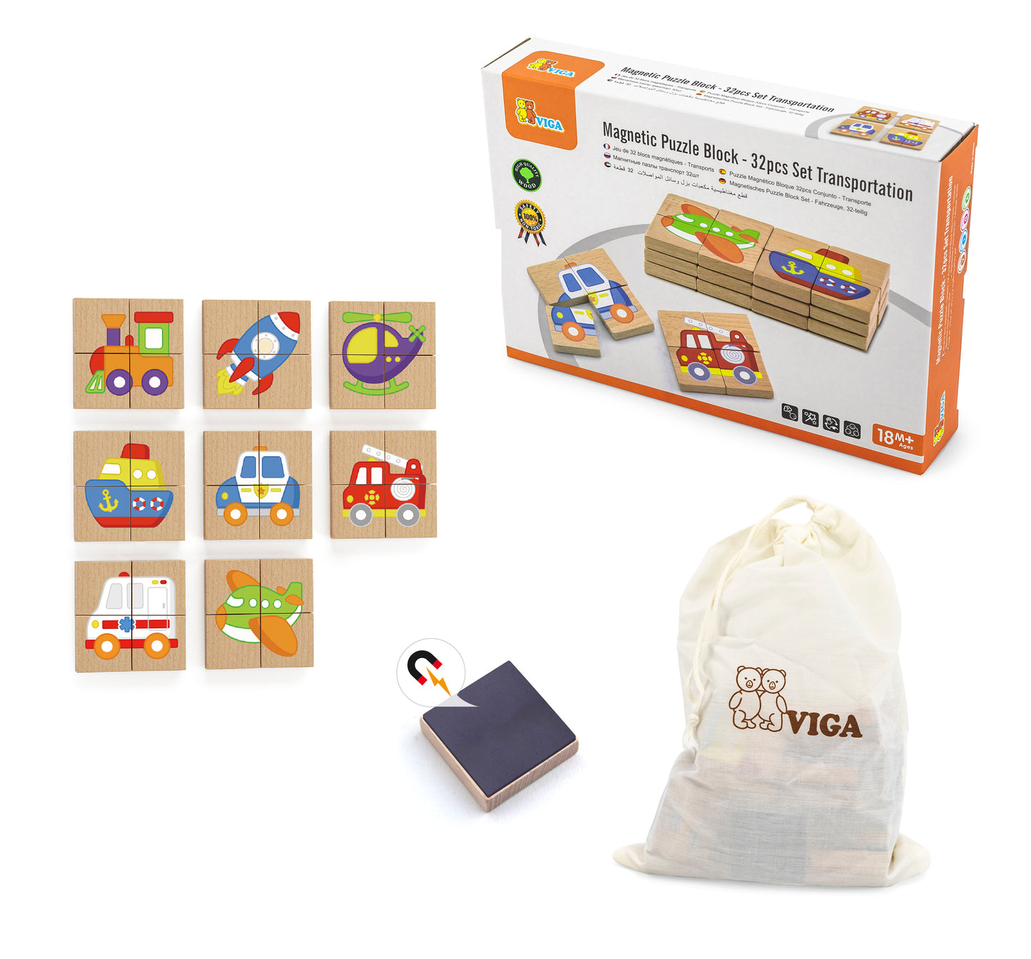 Viga 50723 Mágneses Kirakókészlet - Közlekedés