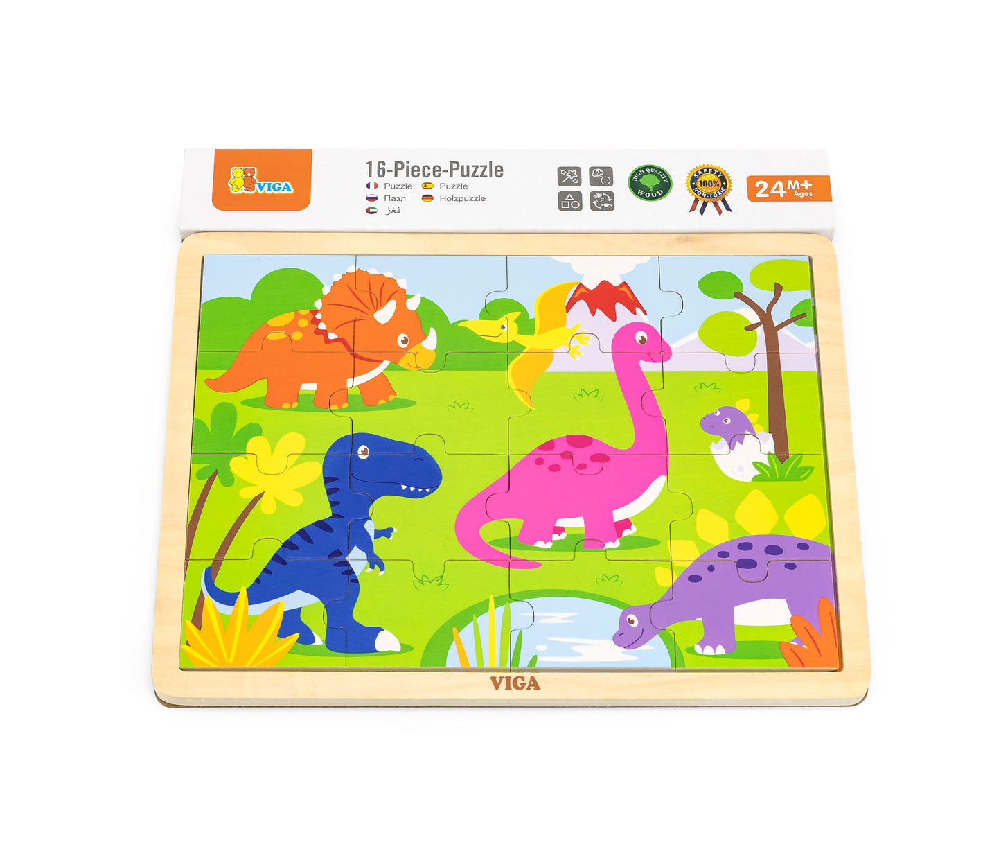 Viga 51452 Puzzle egy párnán 16 darabos - dinoszauruszok